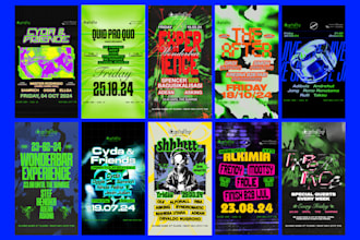 design underground poster for techno, rave, band, gigs