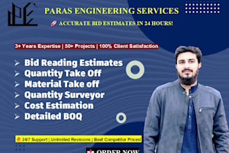 do quantity take off, material take off, cost estimation as a quantity surveyor