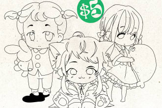draw cute chibi line art
