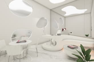 design office, workspace, commercial interior and exterior