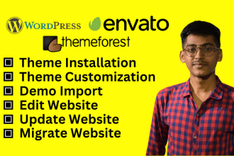 install themeforest wordpress theme, import demo and customize theme