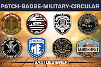 design patch, badge, military, army, sticker, tactical, skull, and circular logo