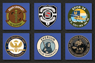 design patch, badge, military, army, sticker, tactical, skull, and circular logo