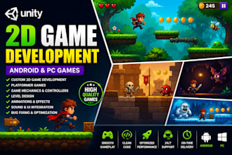 develop a professional 2d platformer game in unity
