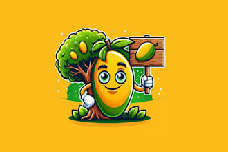 design mango tree mascot logo for your company