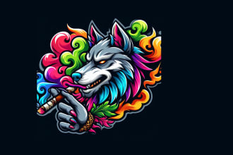 design unique and creative smoking  wolf man sport mascot logo