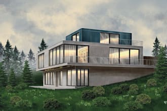 create hand drawn digital renders of landscapes, interiors, events