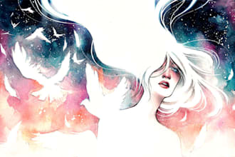 draw your portrait into watercolor digital painting art