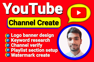 create, setup youtube channel with logo banner art, and SEO optimize