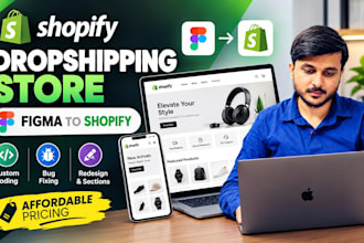 setup shopify dropshipping store or figma to shopify
