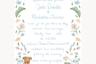 design a custom watercolor wedding invitation and stationery
