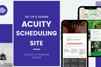 setup and design acuity scheduling, calendly, dubsado, or vagaro