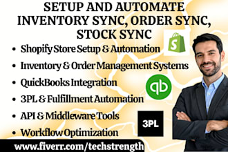 setup and automate shopify inventory sync order sync stock sync quickbooks 3pl