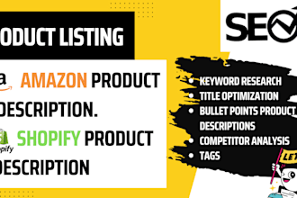 do listing optimization and product description for shopify and amazon