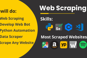 scrape any website, python scraping, bot development, web automation