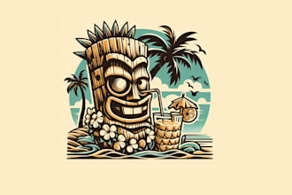 design modern tiki bar mascot logo with creative concepts for you