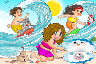 draw children picture book, storybooks with cute animal