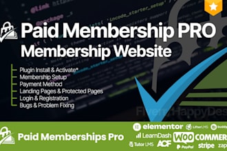 install and setup paid membership pro and create  membership website