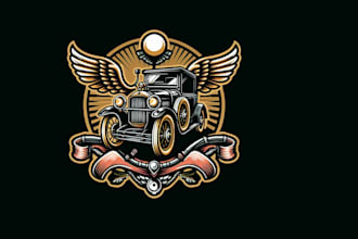 design  modern vintage car ,bike logo