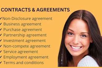be your contract lawyer for terms and conditions, legal agreement, mou or nda