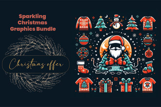 create sparkling christmas graphics bundle
