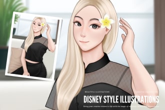 draw magical disney style art for you