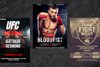 design ufc, mma, wrestling, boxing, karate and fight flyers