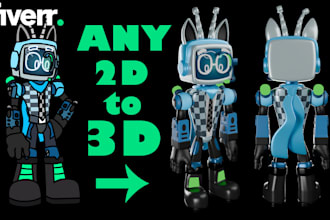 create 3d character from 2d artwork, 2d to 3d conversion using blender