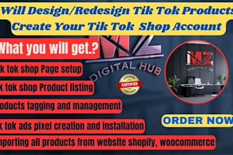 tiktok shop, tiktok pixel and catalogue setup service VA