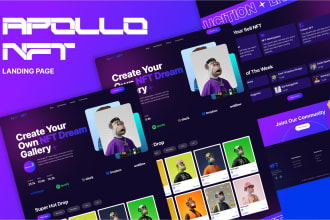 design nft landing page,  nft marketplace, or nft website