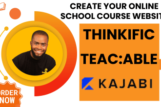 setup your thinkific teachable or kajabi online course website