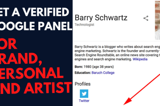 create a knowledge graph, google panel, knowledge panel, and googie graph artist
