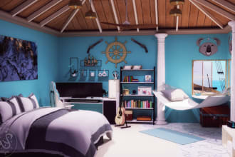 create awesome room for vtuber  game environment, background for vtuber,