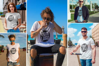 create stunning tshirt mockup, real model mockups with your logo or design