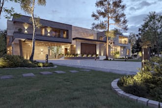 create hyper realistic architectural exterior visualization