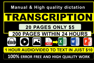 transcribe audio and do video transcription in 12 hours