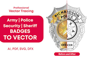 convert police security badges to vector ai, svg, dfx