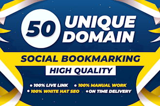50 unique domains social bookmarking on white hat SEO links