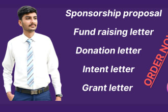 write donation letter, fundraising letter, intent letter, sponsorship proposal