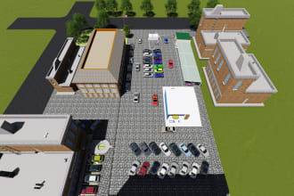 design your commercial buildings and parking 3d modals
