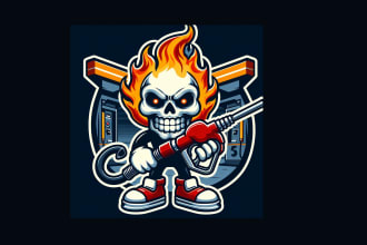 design unique skull gas mascot logo