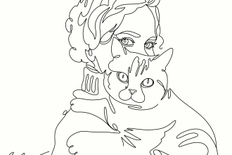 draw fast one line art portrait and illustration for you, pet portrait