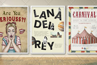 create retro, pop art, vintage ads advertisement posters or flyers