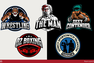 create martial arts gym logo striking styles for wrestling, boxing