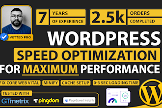 improve and optimize wordpress website loading speed in 24hr