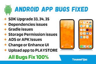 fix bugs, crashes, and upgrade android app for java, kotlin