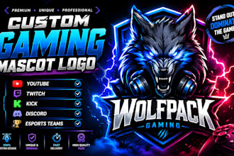 create gaming, mascot, roblox , twitch logo for your brand
