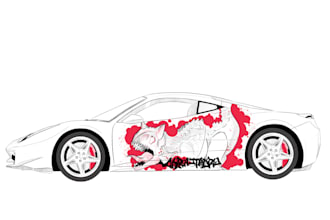 draw classic car illustrations with custom grafitti design