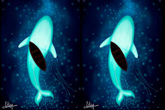 illustrations of the ocean, fish and marine animals