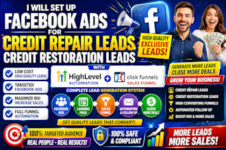 set up facebook ads ucg video for credit repair leads credit restoration leads